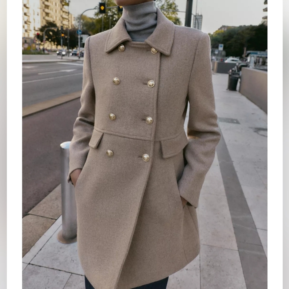 Zara Double Breasted Wool Coat